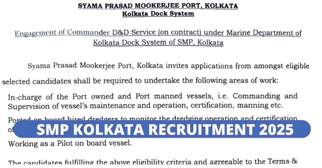 SMP Kolkata Commanders Recruitment 2025 