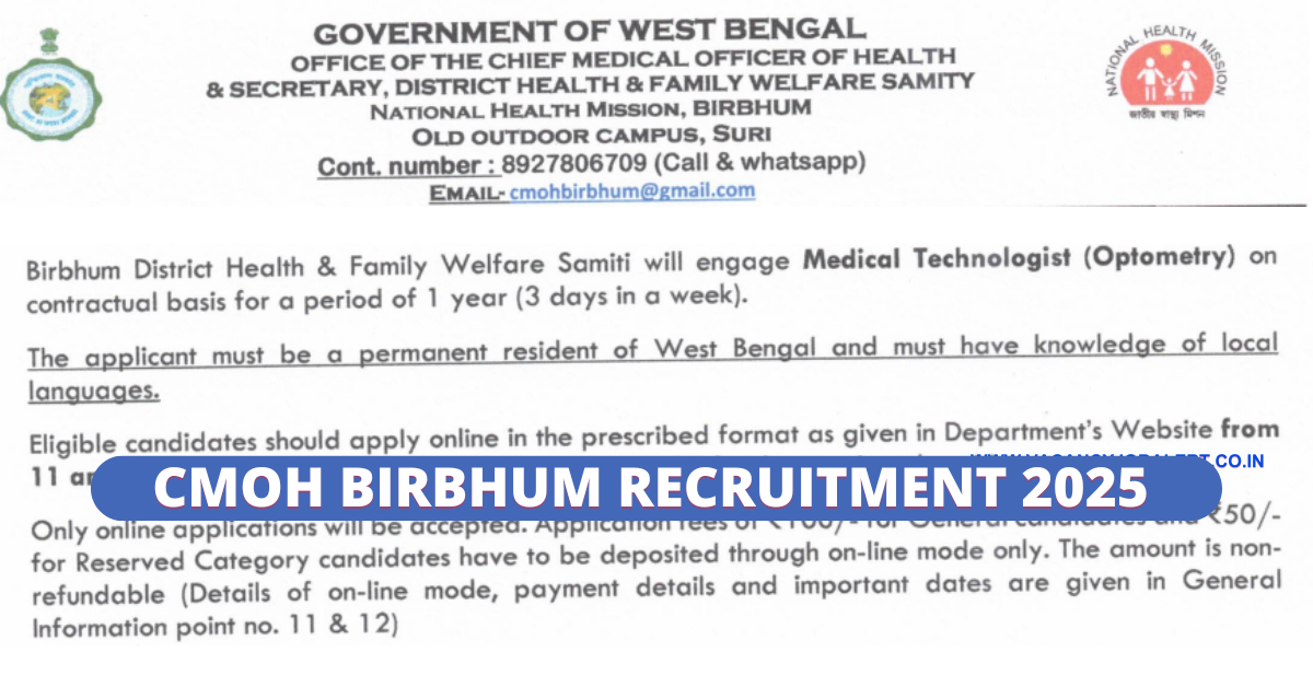 CMOH Birbhum Recruitment 2025