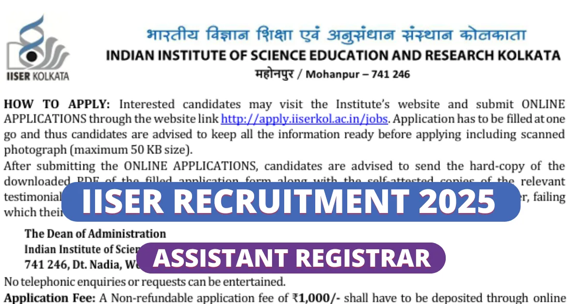 IISER Recruitment 2025