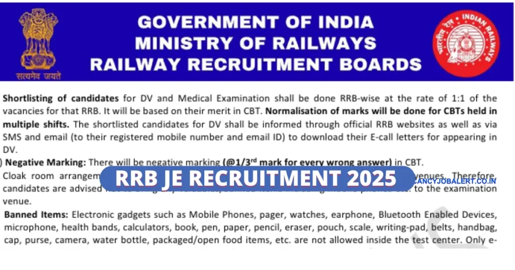 RRB JE Recruitment 2025