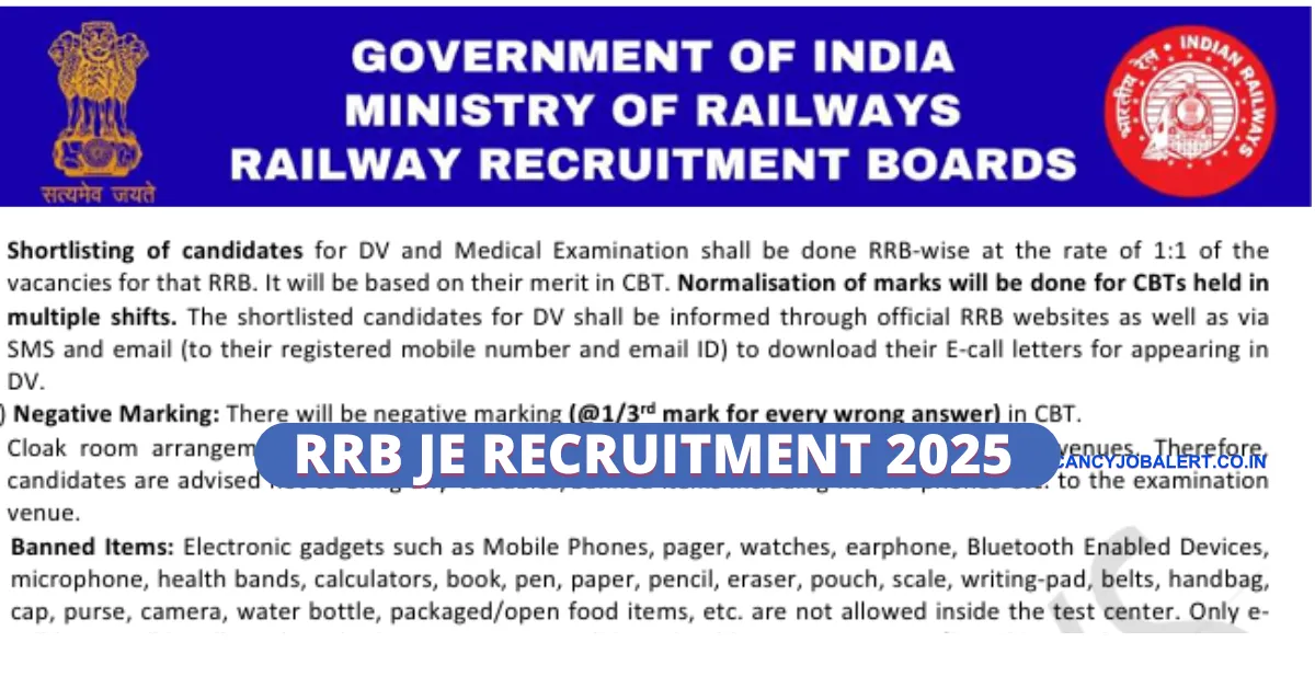 RRB JE Recruitment 2025
