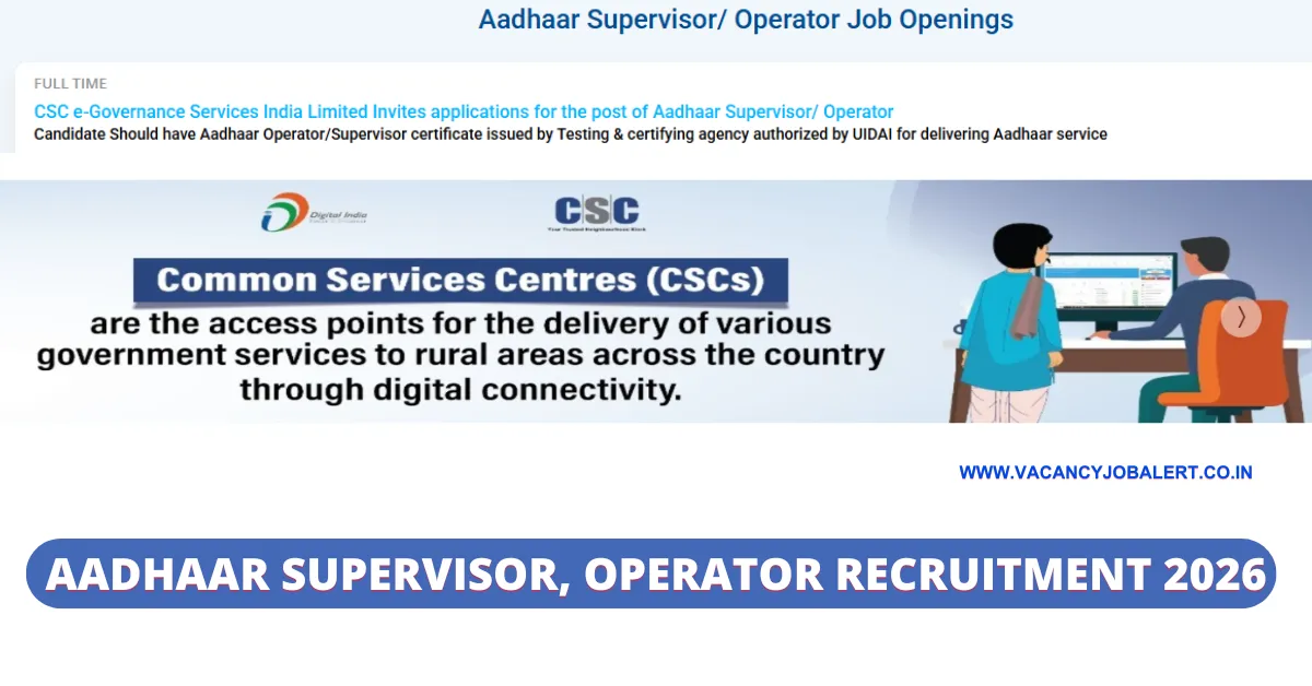 Aadhaar Supervisor, Operator Recruitment 2026