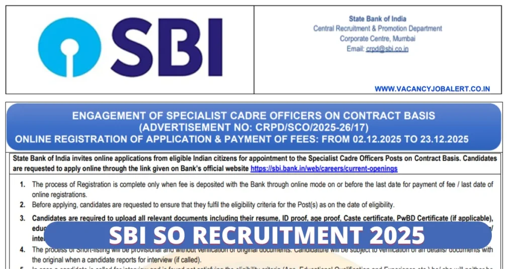 SBI SO Recruitment 2025