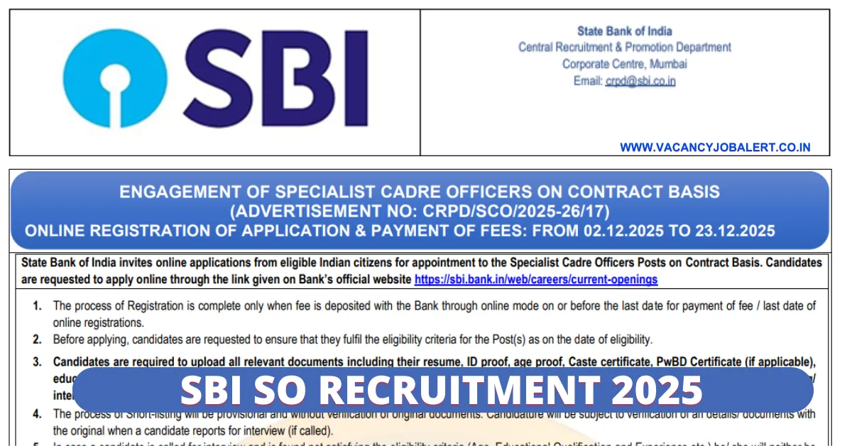 SBI SO Recruitment 2025
