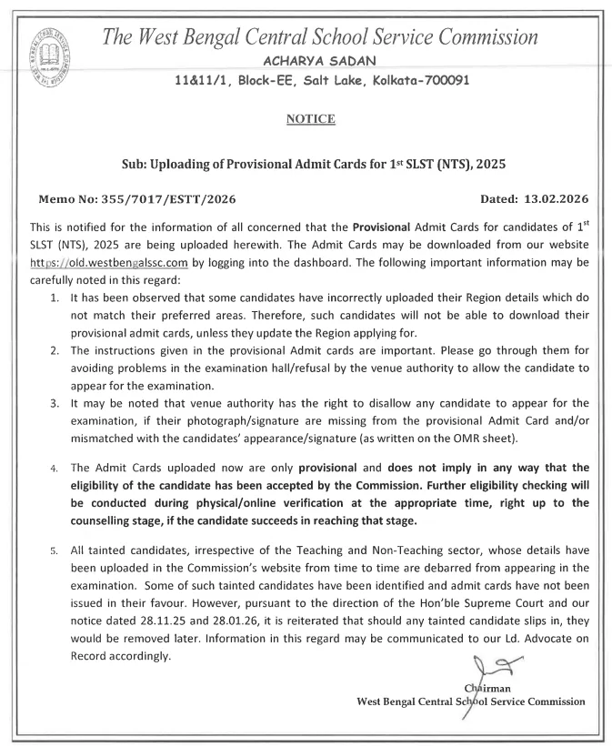 WBSSC Group C and D Admit Card Release Recruitment 2026